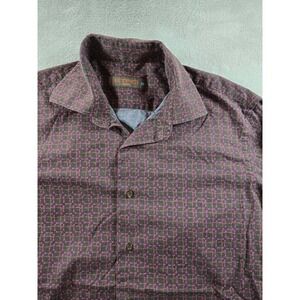 Etro Button Up Shirt Mens 39 Brown Pink Geometric Long Sleeve